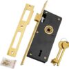 طقم قفل باب نقر شديد التحمل (قطعة واحدة) - تشطيب نحاسي جسم القفل كامل مع المفاتيح ولوحة الإغلاق.