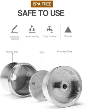 كبسولة قهوة قابلة لإعادة الاستخدام متوافقة مع ماكينات ILLY-X7.1 و Y5، فلتر قابل لإعادة التعبئة من الفولاذ المقاوم للصدأ + مكبس