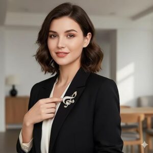 بروش على شكل نوتة موسيقية، مرصع بأحجار الراين الذهبية، تصميم مفتاح صول، زينة صدر على الطراز الفرنسي، إكسسوار ملابس نسائي، 5.8 سم × 3.3 سم