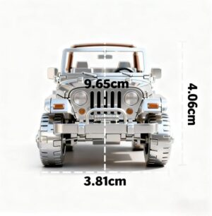 أحجية معدنية ثلاثية الأبعاد لسيارة جيب فضية مكشوفة للطرق الوعرة، نموذج تجميع مجسم، أحجية إبداعية يدوية الصنع للكبار