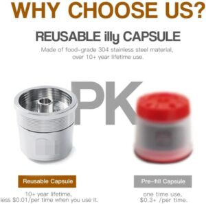 كبسولة قهوة قابلة لإعادة الاستخدام متوافقة مع ماكينات ILLY-X7.1 و Y5، فلتر قابل لإعادة التعبئة من الفولاذ المقاوم للصدأ + مكبس