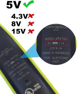 كابل شحن USB لماكينات حلاقة نوريلكو MG9520/50 MG7910/49 MG5910/49 PQ888 PQ889 S1112 S1118 QP2724/90 QP2834/70 S2313 X5000 S5831، سلك طاقة 5 فولت، طول 1 متر