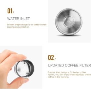 كبسولة قهوة قابلة لإعادة الاستخدام متوافقة مع ماكينات ILLY-X7.1 و Y5، فلتر قابل لإعادة التعبئة من الفولاذ المقاوم للصدأ + مكبس