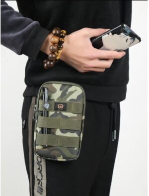 حقيبة خصر رجالية لجميع أنواع الهواتف المحمولة، تتضمن جراب هاتف مع حلقة تعليق، 19 سم