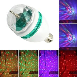 مصباح مسرح كرة ديسكو دوار RGB E27، كرة سحرية كريستالية LED بمحرك مدمج 5 واط، 80 مم × 150 مم