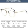 نظارات مضادة للضوء الأزرق، إطار معدني كلاسيكي، أسود وذهبي، حماية للعينين أثناء استخدام الكمبيوتر، للجنسين، عرض الإطار 140 مم