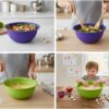 (4 قطع) طقم من 4 أوعية خلط متداخلة ملونة - أوعية مطبخ متعددة الاستخدامات قابلة للتكديس للتحضير والسلطة والوجبات الخفيفة - تصميم متين وموفر للمساحة - بنفسجي، أصفر، أخضر، وأحمر