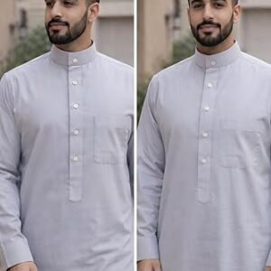 ثوب رجالي رمادي أنيق وكلاسيكي، مثالي للارتداء اليومي والصلاة