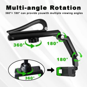 حامل هاتف للسيارة يُثبّت على واقي الشمس، قابل للدوران 360 درجة، يُركّب على مرآة الرؤية الخلفية، مزود بمشبك قابل للتعديل والسحب، متوافق مع جميع أنواع الهواتف، أسود