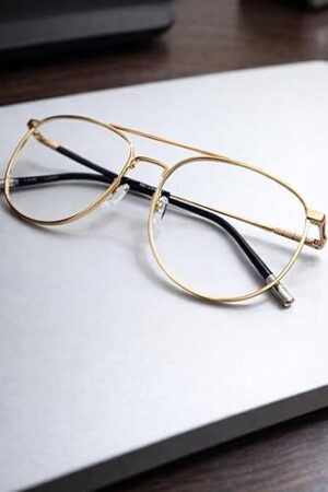 إطار نظارة معدني بدون عدسات (قطعة واحدة) - تصميم كلاسيكي خفيف الوزن انيق