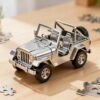 أحجية معدنية ثلاثية الأبعاد لسيارة جيب فضية مكشوفة للطرق الوعرة، نموذج تجميع مجسم، أحجية إبداعية يدوية الصنع للكبار
