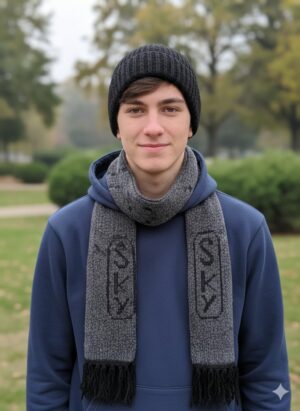 (قطعتان) طقم شتوي فاخر، وشاح ناعم محبوك وقبعة صوفية بتصميم مميز، طقم إكسسوارات دافئ للطقس البارد. طول الوشاح 140 سم، وطول القبعة الصوفية 20 سم.