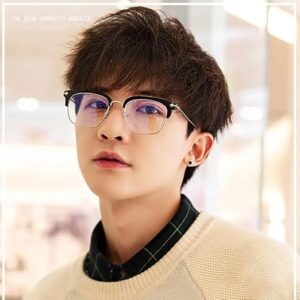 نظارات مضادة للضوء الأزرق، إطار معدني كلاسيكي، أسود وذهبي، حماية للعينين أثناء استخدام الكمبيوتر، للجنسين، عرض الإطار 140 مم