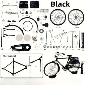 نموذج دراجة عتيقة صغيرة من سبيكة معدنية، مجسم دراجة كلاسيكية سوداء، زينة مكتبية، يتطلب تجميعًا يدويًا، هدية ديكور مكتبية للأصدقاء والزملاء والعائلة