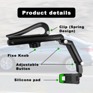 حامل هاتف للسيارة يُثبّت على واقي الشمس، قابل للدوران 360 درجة، يُركّب على مرآة الرؤية الخلفية، مزود بمشبك قابل للتعديل والسحب، متوافق مع جميع أنواع الهواتف، أسود