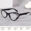نظارات قراءة بتصميم عين القطة مرصعة بأحجار الراين، تكبير من +1.0 إلى +4.0، حجب الضوء الأزرق، نظارات أنيقة للنساء والرجال، إطار أسود - اختر مقاسك