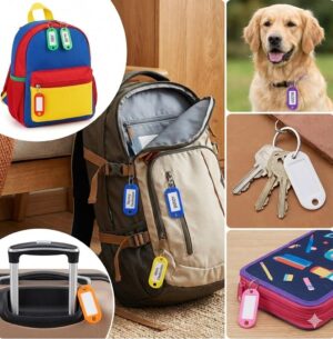 علب مفاتيح بلاستيكية مزودة بحلقات، متعددة الألوان، مع نافذة لكتابة اسم المستخدم عليها، مناسبة للمفاتيح، الأمتعة، أطواق الحيوانات الأليفة، حقائب الظهر، ألوان متنوعة، 10/25/50/100 قطعة (10 قطعة متنوعة)