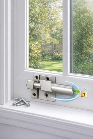 مزلاج نافذة من متجر سوق ماي، لون فضي مطفي، تصميم فاخر خالد مع أداء فائق (قطعتان فضيتان)