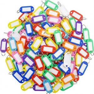 علب مفاتيح بلاستيكية مزودة بحلقات، متعددة الألوان، مع نافذة لكتابة اسم المستخدم عليها، مناسبة للمفاتيح، الأمتعة، أطواق الحيوانات الأليفة، حقائب الظهر، ألوان متنوعة، 10/25/50/100 قطعة (10 قطعة متنوعة)