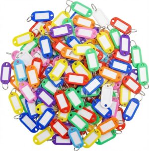 علب مفاتيح بلاستيكية مزودة بحلقات، متعددة الألوان، مع نافذة لكتابة اسم المستخدم عليها، مناسبة للمفاتيح، الأمتعة، أطواق الحيوانات الأليفة، حقائب الظهر، ألوان متنوعة، 10/25/50/100 قطعة (10 قطعة متنوعة)