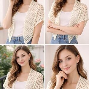 71OP4Pvvi6L._AC_SY500_ شال كروشيه نسائي (قطعة واحدة) - وشاح كتف مفتوح محبوك متعدد الألوان بنقاط (130 × 65 سم)