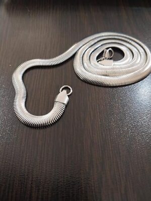 قلادة فضية بسلسلة للرجال والنساء - قلادة ثقيلة بسلسلة ثعبان للرجال والنساء - طول القلادة الفضية  50؛ 55؛60 سم