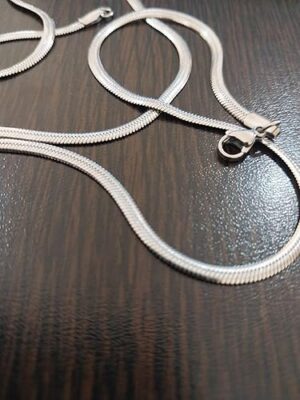 قلادة فضية بسلسلة للرجال والنساء - قلادة ثقيلة بسلسلة ثعبان للرجال والنساء - طول القلادة الفضية  50؛ 55؛60 سم