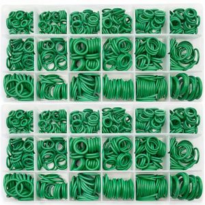 مجموعة متنوعة من حلقات O المطاطية الخضراء، 270 قطعة، 18 مقاسًا، حشوات مانعة للتسرب