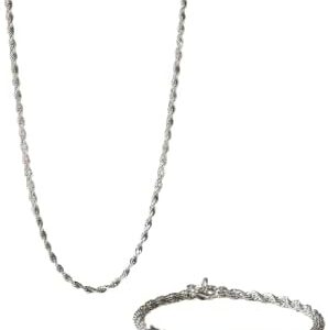 قلادة من سبيكة فضية للرجال والنساء - سلسلة مرنة بطول 50 سم (20 بوصة) - سوار أنيق بلمسة نهائية مصقولة للغاية: طول 20 سم