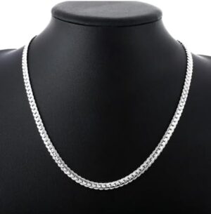 قلادة سلسلة فضية مسطحة للجنسين - طول كلاسيكي 50 سم - لمسة نهائية مصقولة أنيقة