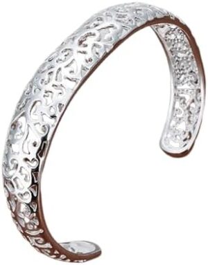 سوار مفتوح من الفضة الإسترليني عيار 925 للنساء، تصميم دائري، مجوهرات عصرية بنمط كلاسيكي ساحر