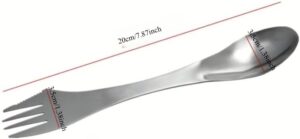 طقم شوكة وملعقة وسكين تيتانيوم 3 في 1، متعدد الوظائف، طول 20 سم، أدوات مائدة للتخييم والرحلات