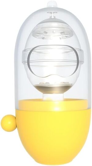 مضرب بيض يدوي، خلاط بيض في 8 ثوانٍ مصنوع من مادة ABS آمنة غذائيًا، زر تشغيل بلمسة واحدة، مقبض سحب لتحضير المارينغ وخليط الكيك الهش، لا يحتاج إلى كهرباء، تصميم صغير الحجم، أصفر