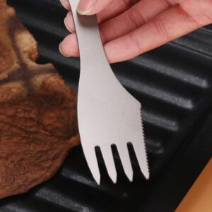 طقم شوكة وملعقة وسكين تيتانيوم 3 في 1، متعدد الوظائف، طول 20 سم، أدوات مائدة للتخييم والرحلات