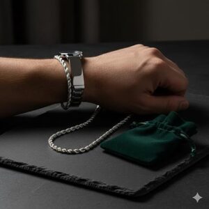 قلادة من سبيكة فضية للرجال والنساء - سلسلة مرنة بطول 50 سم (20 بوصة) - سوار أنيق بلمسة نهائية مصقولة للغاية: طول 20 سم