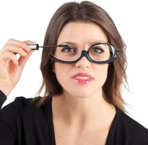 نظارة مكبرة دوارة للمكياج والقراءة، مضادة للضوء الأزرق، مناسبة لتصحيح قصر النظر الشيخوخي (تصميم رخامي أنيق).