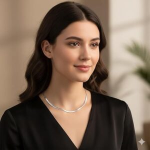 قلادة سلسلة فضية مسطحة للجنسين - طول كلاسيكي 50 سم - لمسة نهائية مصقولة أنيقة