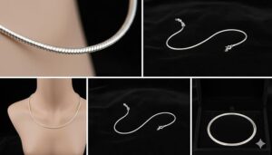 قلادة سلسلة ثعبان من سبيكة فضية للرجال والنساء - 50 سم (20 بوصة) سلسلة مرنة ذات حلقات دائرية - لمسة نهائية أنيقة ولامعة