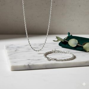 قلادة من سبيكة فضية للرجال والنساء - سلسلة مرنة بطول 50 سم (20 بوصة) - سوار أنيق بلمسة نهائية مصقولة للغاية: طول 20 سم