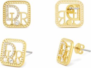 أقراط مربعة أنيقة للنساء، تتميز بتصميم حرف DR الأنيق، ومزينة بأحجار براقة لإطلالة فاخرة وعصرية. مصنوعة من مواد عالية الجودة