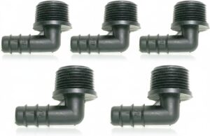 قطع وصلات كوع ذكر للري، من 16 مم إلى 3/4 بوصة BSP، موصل بزاوية 90 درجة لأنظمة ري الحدائق وأحواض السمك والري بالتنقيط