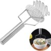 هراسة بطاطس مزدوجة، أداة يدوية، مصفاة آمنة للطعام، أدوات مطبخ مفيدة - ستانلس ستيل - 24.5 سم