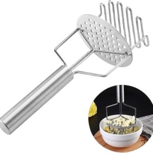 هراسة بطاطس مزدوجة، أداة يدوية، مصفاة آمنة للطعام، أدوات مطبخ مفيدة - ستانلس ستيل - 24.5 سم