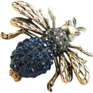 بروش بتصميم نحلة عتيق من ماي سوق ستور، لون ذهبي عتيق، مزين بحجر الراين، دبوس حشرات، 4.2 سم × 3.7 سم