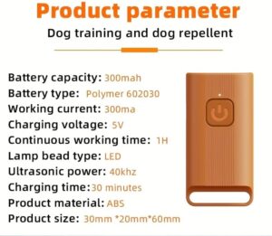 جهاز صغير طارد للكلاب بالموجات فوق الصوتية، قابل لإعادة الشحن، منفذ USB-C، آمن للاستخدام الداخلي والخارجي، مدى 5 أمتار