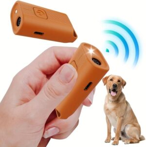 جهاز صغير طارد للكلاب بالموجات فوق الصوتية، قابل لإعادة الشحن، منفذ USB-C، آمن للاستخدام الداخلي والخارجي، مدى 5 أمتار