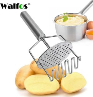 هراسة بطاطس مزدوجة، أداة يدوية، مصفاة آمنة للطعام، أدوات مطبخ مفيدة - ستانلس ستيل - 24.5 سم