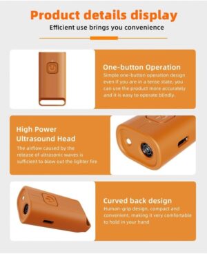 جهاز صغير طارد للكلاب بالموجات فوق الصوتية، قابل لإعادة الشحن، منفذ USB-C، آمن للاستخدام الداخلي والخارجي، مدى 5 أمتار