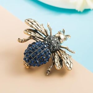 بروش بتصميم نحلة عتيق من ماي سوق ستور، لون ذهبي عتيق، مزين بحجر الراين، دبوس حشرات، 4.2 سم × 3.7 سم