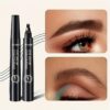 قلم حواجب سائل مقاوم للماء، يدوم طويلاً، لون بني داكن مكياج نسائي بأربعة رؤوس